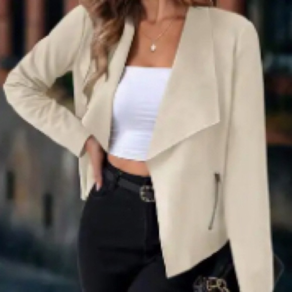 Cream Open Front Waterfall Cardigan - Picture 2 of 10